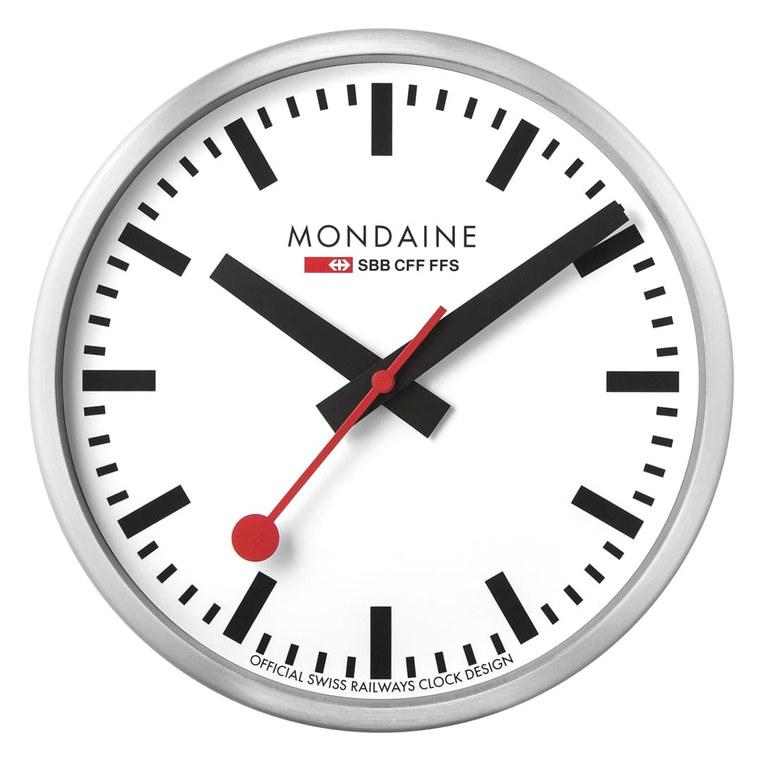 MONDAINE (モンディーン) A990.CLOCK.16SBB Wall clock, 25 cm, silver kitchen clock, A990.CLOCK.16SBB